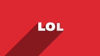 Kırmızı arka planda gölgeli beyaz harfler var. 4K Video hareketli grafik canlandırması.