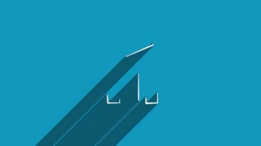 Beyaz çizgi iş diyagramı. Mavi arka planda gölgesi olan ok simgesi. Gölge yansıma tasarımı. 4K video hareketi grafik canlandırması.