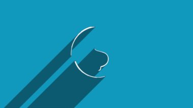 Mavi arka planda izole edilmiş beyaz çizgi dolar sembolü. Gölge yansıma tasarımı. 4K video hareketi grafik canlandırması.