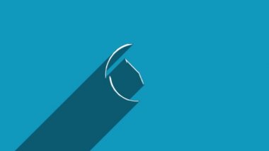 Mavi arkaplanda gölgesi olan beyaz çizgi pusula simgesi. Gölge yansıma tasarımı. 4K video hareketi grafik canlandırması.