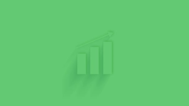 Animated business diagram with arrow icon with shadow on green background. Neumorphism minimal style. Transparent background. 4K video motion graphic animation. — Stock Video
