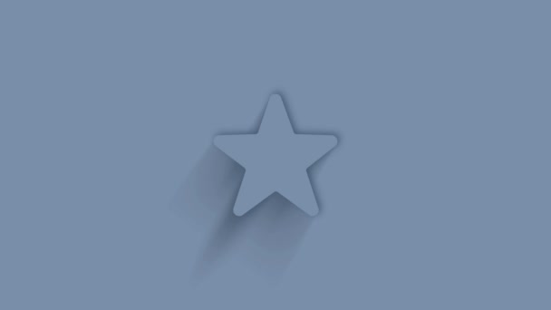 Animated star icon with shadow on blue background. Neumorphism minimal style. Transparent background. 4K video motion graphic animation. — Stock Video