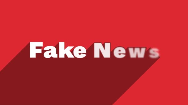 FAKE NEWS lettres blanches avec animation de bannière mobile ombre sur fond rouge. Animation graphique de mouvement vidéo 4K. — Video