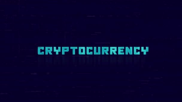 Animation of retro CRYPTOCURRENCY szöveg glitching on blue background. Régi tévés zavaró képernyő. 4K Videó mozgás grafikus animáció. — Stock videók