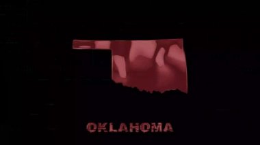 Oklahoma Eyaleti 'nde hatalı sanat efektleri var. Oklahoma Eyaleti. ABD. Amerika Birleşik Devletleri. Siluetli Oklahoma metni veya etiketi