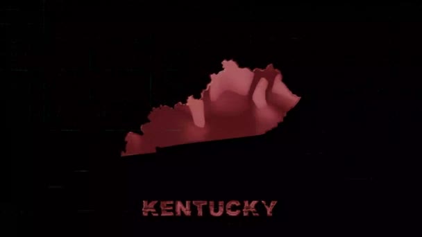 Kentucky state lettering with glitch art effect. Kentucky state. USA. United States of America. Text or labels Kentucky with silhouette — Stock Video