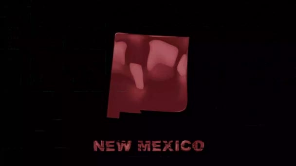 New Mexico State bokstäver med glitch konst effekt. Delstaten New Mexico. USA. Förenta staterna. Text eller etiketter New Mexico med siluett — Stockvideo