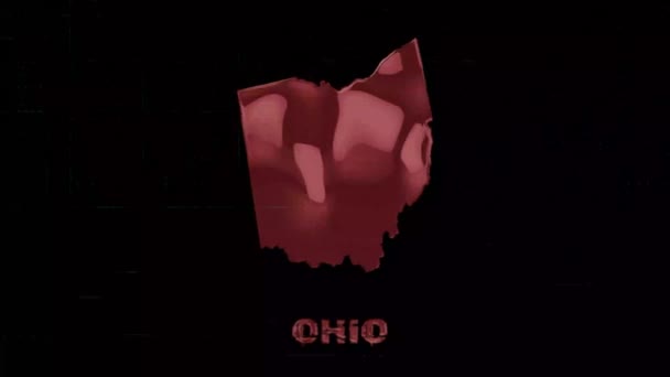 Schriftzug des Staates Ohio mit Glitch-Art-Effekt. Bundesstaat Ohio. USA. Vereinigte Staaten von Amerika. Text oder Beschriftungen Ohio mit Silhouette — Stockvideo