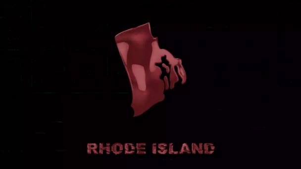Rhode Island estado lettering com efeito de arte falha. Estado de Rhode Island. EUA. Estados Unidos da América. Texto ou etiquetas Rhode Island com silhueta — Vídeo de Stock