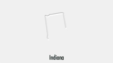 Altıgen tarzı soyut çizgi animasyonu Indiana State of USA. Indiana Üniversitesi. Amerika Birleşik Devletleri. ABD haritasından vurgulanan Indiana federal eyalet haritası