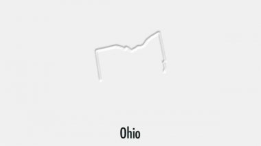 Altıgen tarzı soyut çizgi animasyonu Ohio State of USA. Ohio Eyaleti. Amerika Birleşik Devletleri. ABD haritasından vurgulanan Ohio federal eyaletinin ana hatları.