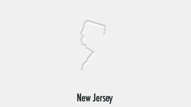 Altıgen tarzı soyut çizgi animasyonu New Jersey State of USA. New Jersey Eyaleti. Amerika Birleşik Devletleri. ABD haritasından vurgulanan New Jersey federal eyaletinin ana hatları.
