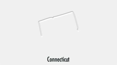 Altıgen tarzı soyut çizgi animasyonu Connecticut State of USA. Connecticut Eyaleti. Amerika Birleşik Devletleri. Connecticut federal eyaletinin ana hatları ABD haritasından vurgulandı