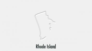 Altıgen tarzda soyut çizgi animasyonu Rhode Island State of USA. Rhode Island Eyaleti. Amerika Birleşik Devletleri. ABD haritasından işaretlenen Rhode Island federal eyaletinin ana hat haritası