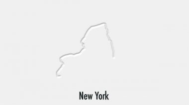 Altıgen tarzında soyut çizgi animasyonu ABD 'nin New York Eyaleti. New York Eyaleti. Amerika Birleşik Devletleri. ABD haritasından vurgulanan New York federal eyaletinin ana hatları