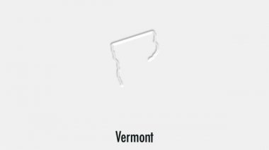 Altıgen stilinde soyut çizgi animasyonu Vermont State of USA. Vermont Eyaleti. Amerika Birleşik Devletleri. Vermont federal eyaletinin ana hat haritası ABD haritasından vurgulandı