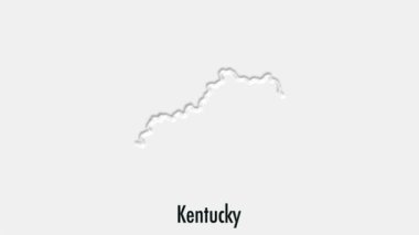Altıgen tarzı Kentucky State 'in soyut çizgi animasyonu. Kentucky Eyaleti. Amerika Birleşik Devletleri. Kentucky federal eyaletinin ana hatları ABD haritasından vurgulandı