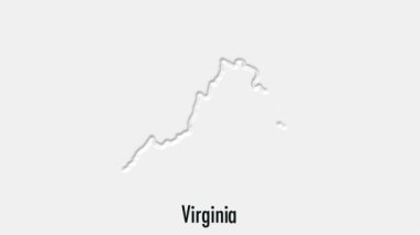 Virginia State of USA soyut çizgi animasyonu. Altıgen tarzı. Virginia Eyaleti. Amerika Birleşik Devletleri. ABD haritasından Virginia federal eyaletinin ana hatları vurgulandı