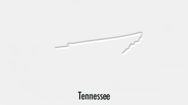 Altıgen stilinde soyut çizgi animasyonu ABD 'nin Tennessee Eyaleti. Tennessee Eyaleti. Amerika Birleşik Devletleri. ABD haritasından vurgulanan Tennessee federal eyaletinin ana hatları