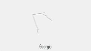 Altıgen tarzı soyut çizgi animasyonu Georgia State of USA. Georgia Eyaleti. Amerika Birleşik Devletleri. ABD haritasından vurgulanan Gürcistan federal eyalet haritası