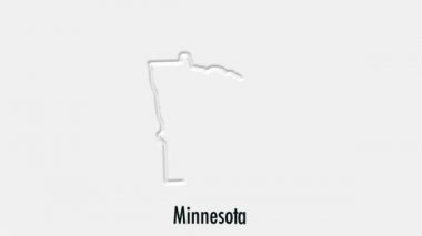 Altıgen stilinde soyut çizgi animasyonu ABD 'nin Minnesota Eyaleti. Minnesota Eyaleti. Amerika Birleşik Devletleri. ABD haritasından vurgulanan Minnesota federal eyaletinin ana hatları