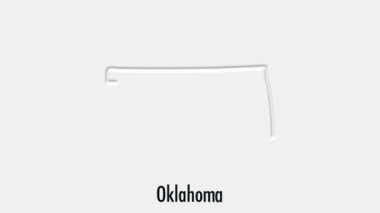 ABD 'nin Oklahoma Eyaleti' ndeki soyut çizgi animasyonu altıgen tarzında. Oklahoma Eyaleti. Amerika Birleşik Devletleri. ABD haritasından vurgulanan Oklahoma federal eyaletinin ana hatları