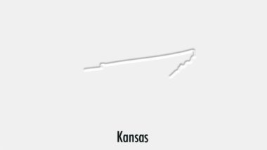 Altıgen stilinde soyut çizgi animasyonu Kansas State of USA. Kansas Eyaleti. Amerika Birleşik Devletleri. ABD haritasından işaretlenmiş Kansas federal eyaletinin ana hatları.