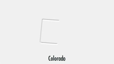 Altıgen tarzında soyut çizgi animasyonu Colorado State of USA. Colorado Eyaleti. Amerika Birleşik Devletleri. ABD haritasından vurgulanan Colorado federal eyaletinin ana hat haritası