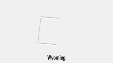 Altıgen stilinde soyut çizgi animasyonu Wyoming State of USA. Wyoming Eyaleti. Amerika Birleşik Devletleri. ABD haritasından Wyoming federal eyaletinin ana hatları vurgulandı