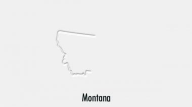 Altıgen tarzı soyut çizgi animasyonu Montana State of USA. Montana Eyaleti. Amerika Birleşik Devletleri. ABD haritasından vurgulanan Montana federal eyaletinin ana hat haritası