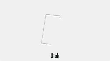 ABD 'nin Utah Eyaleti soyut çizgi animasyonu altıgen tarzında. Utah Eyaleti. Amerika Birleşik Devletleri. Utah federal eyaletinin ana hatları ABD haritasından vurgulandı