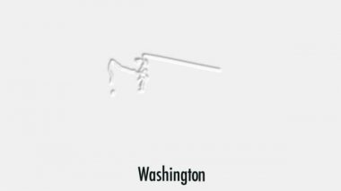 Altıgen tarzı soyut çizgi animasyonu Washington State of USA. Washington Eyaleti. Amerika Birleşik Devletleri. ABD haritasından Washington federal eyaletinin ana hatları vurgulandı