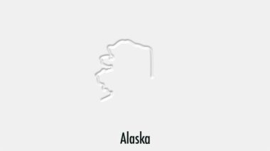 Alaska Eyaleti soyut çizgi animasyonu. Altıgen tarzı. Alaska Eyaleti. Amerika Birleşik Devletleri. ABD haritasından çıkarılan Alaska federal eyaletinin ana hatları.