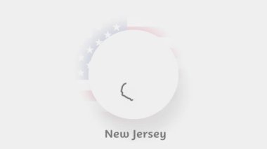 New Jersey Eyaleti, ABD. Animasyon ABD haritası New Jersey eyaletini gösteriyor. Amerika Birleşik Devletleri. Neumorfizm asgari biçim