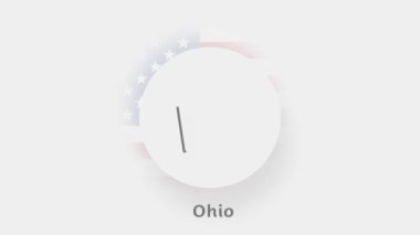 Ohio Eyaleti, ABD. ABD 'nin animasyon haritası Ohio eyaletini gösteriyor. Amerika Birleşik Devletleri. Neumorfizm asgari biçim