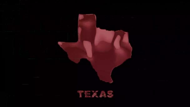 Letras do estado do Texas com efeito de arte falha. Estado do Texas. EUA. Estados Unidos da América. Texto ou etiquetas Texas com silhueta — Vídeo de Stock