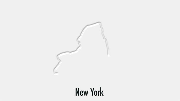 Abstract line animation New York State of USA on hexagon style. Estado de Nova Iorque. Estados Unidos da América. Mapa do esboço do estado federal de Nova York destacado do mapa dos EUA — Vídeo de Stock