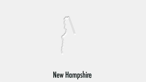 Animation abstraite de ligne New Hampshire State of USA sur le style hexagonal. État du New Hampshire. États-Unis d'Amérique. Schéma carte de l'État fédéral du New Hampshire mis en évidence à partir de la carte de États-Unis — Video