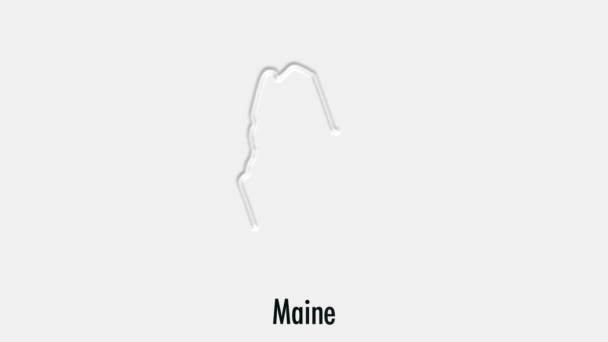 Animação de linha abstrata Maine State of USA em estilo hexágono. Estado do Maine. Estados Unidos da América. Mapa do esboço do estado federal do Maine destacado do mapa dos EUA — Vídeo de Stock