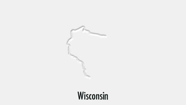 Абстрактная анимация штата Висконсин США в стиле шестиугольник. Штат Висконсин. Соединенные Штаты Америки. Карта федерального штата Висконсин выделена с карты США — стоковое видео