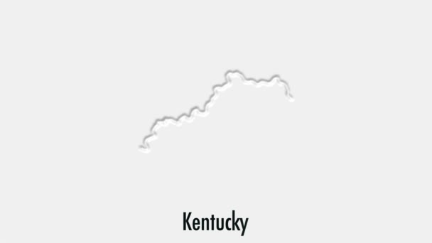 Abstraktní line animace Kentucky State of USA v šestiúhelníkovém stylu. Kentucký stát. Spojené státy americké. Obrysová mapa spolkového státu Kentucky zvýrazněná z mapy USA — Stock video