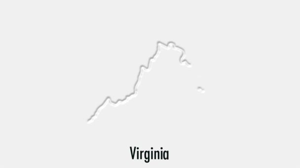 Abstrakte Linienanimation Virginia State of USA im Sechseck-Stil. Bundesstaat Virginia. Vereinigte Staaten von Amerika. Übersichtskarte des Bundesstaates Virginia von Karte der USA hervorgehoben — Stockvideo