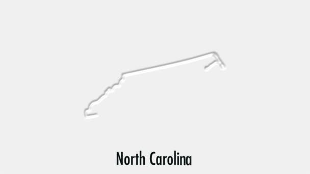 Abstract line animation North Carolina State of USA on hexagon style. North Carolina state. United States of America. Outline map of North Carolina federal state highlighted from map of USA — Stock Video