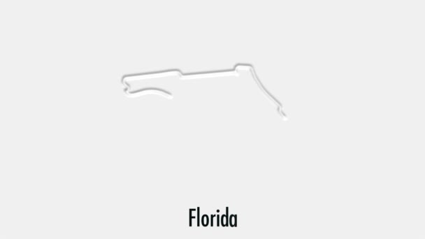 Animação de linha abstrata Florida State of USA em estilo hexágono. Estado da Flórida. Estados Unidos da América. Mapa do esboço do estado federal da Flórida destacado do mapa dos EUA — Vídeo de Stock