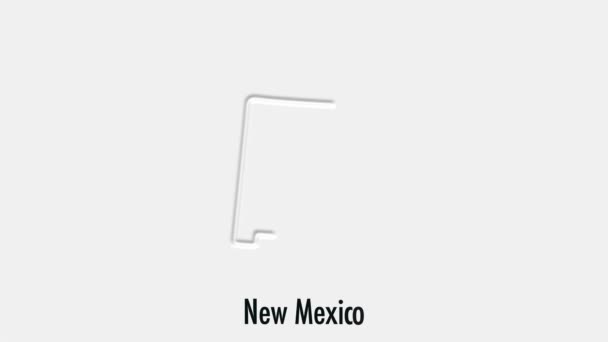 Abstrakte Linienanimation New Mexico State of USA im Sechseck-Stil. Bundesstaat New Mexico. Vereinigte Staaten von Amerika. Umrisskarte des Bundesstaates New Mexico von der Karte der USA hervorgehoben — Stockvideo