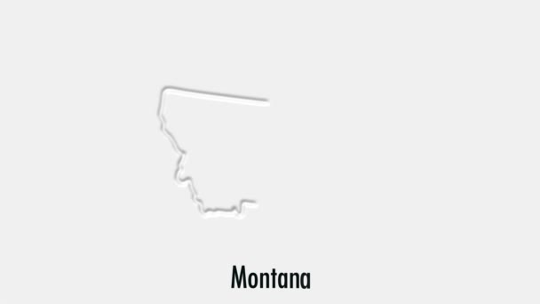 Abstract lijn animatie Montana State of USA op zeshoek stijl. Montana staat. Verenigde Staten van Amerika. Plattegrond van de federale staat Montana gemarkeerd op kaart van de VS — Stockvideo