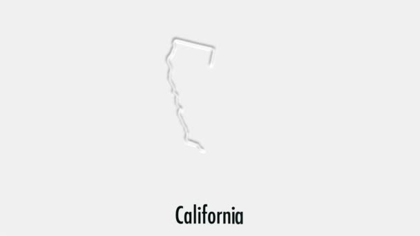 Abstract line animation California State of USA on hexagon style. California state. United States of America. Outline map of California federal state highlighted from map of USA — Stock Video