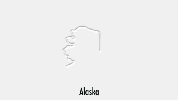 Animation abstraite de ligne Alaska State of USA sur le style hexagonal. État d'Alaska. États-Unis d'Amérique. Plan d'ensemble de l'État fédéral de l'Alaska mis en évidence à partir de la carte de États-Unis — Video