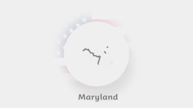 Maryland Eyaleti, ABD. ABD 'nin canlandırılmış haritası Maryland eyaletini gösteriyor. Amerika Birleşik Devletleri. Neumorfizm asgari biçim