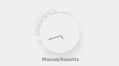 Massachusetts Eyaleti, ABD. ABD 'nin Massachusetts eyaletini gösteren animasyon haritası. Amerika Birleşik Devletleri. Neumorfizm asgari biçim